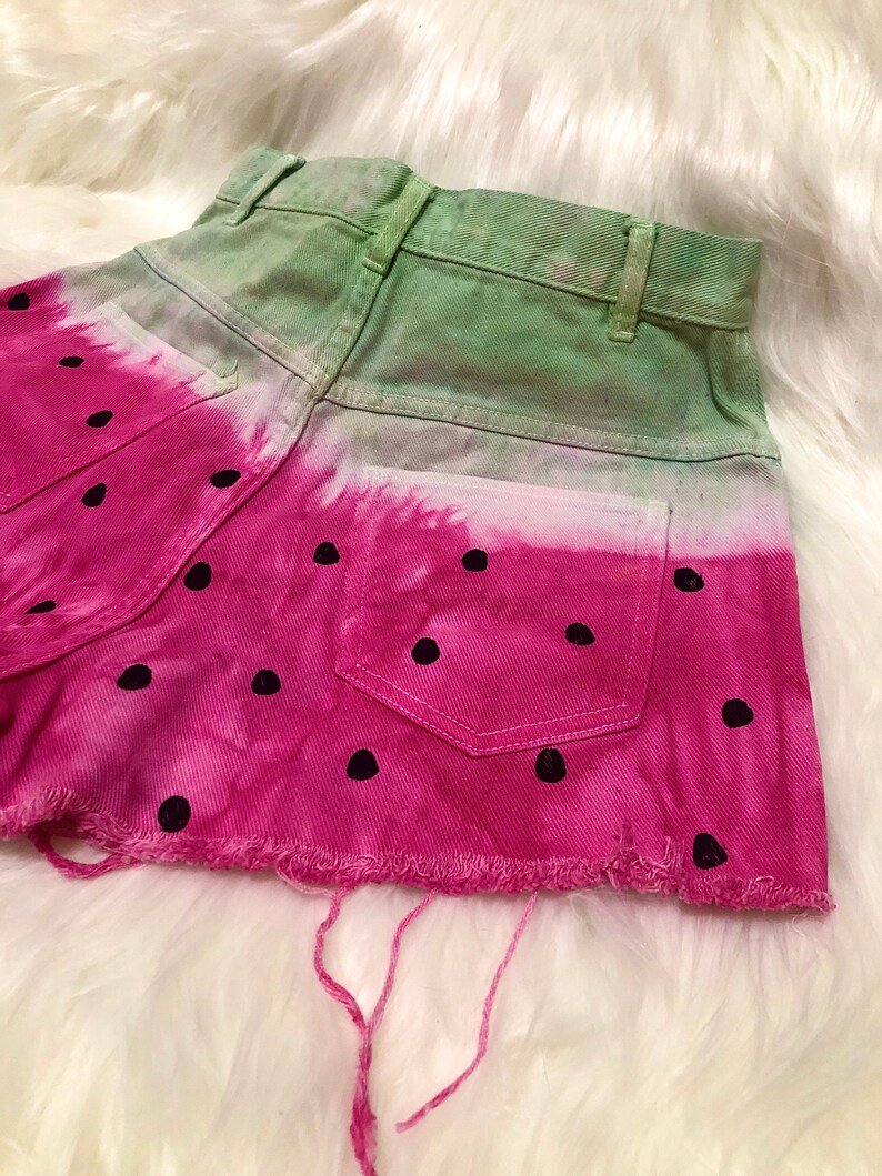Watermelon dyed high wasted denim shorts size 27 Women\u2019s one of a kind