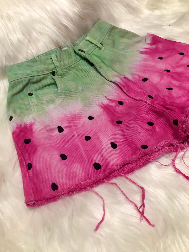 Watermelon dyed high wasted denim shorts size 27 Women\u2019s one of a kind