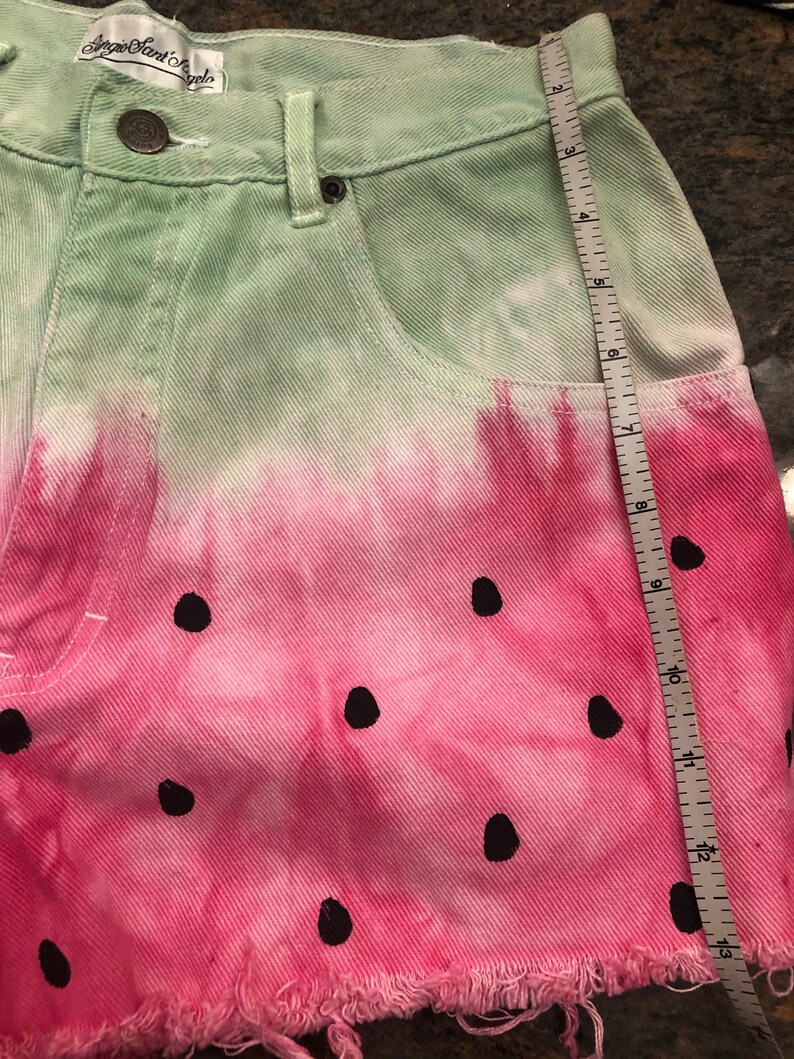 Watermelon dyed high wasted denim shorts size 27 Women\u2019s one of a kind