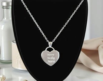 Collana con ciondolo a forma di cuore in argento sterling 925 inciso, ciondolo a forma di cuore personalizzato, regalo ricordo per compleanno, anniversario e festa della mamma per lei