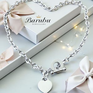 Gegraveerde zilveren ketting met ketting en hart, armbanden set, dikke kinketting sieraden