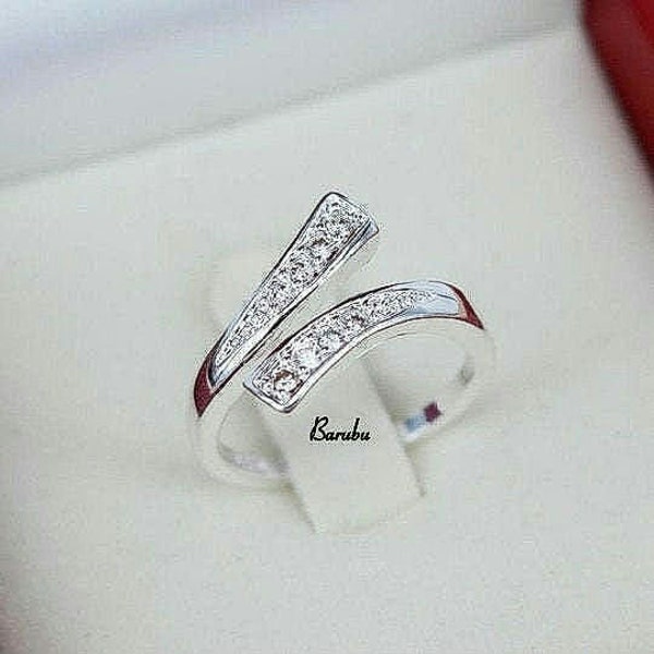 Clear CZ Abstract Chic Shine Ring - .925 Sterling Silver Thumb Ring, Sizes 4-10 - View #7