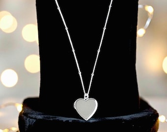 Sterling Silver 925 Heart Photo Locket, Engraved Heart Locket Necklace, Personalised Silver Locket, Anniversary Birthday Friends Gift