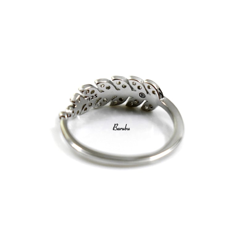 Mothers Day Gifts USA Good Luck Ring SOLID Sterling Silver 925 Cubic Zirconia Adjustable Petite Angel Feather Stackable Midi Finger Ring