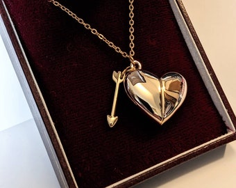 Personalised Gold Heart Charm Pendant Locket, Custom Engraved Necklace, Secret Hidden Message Necklace, Sentimental Keepsake Gift for Her