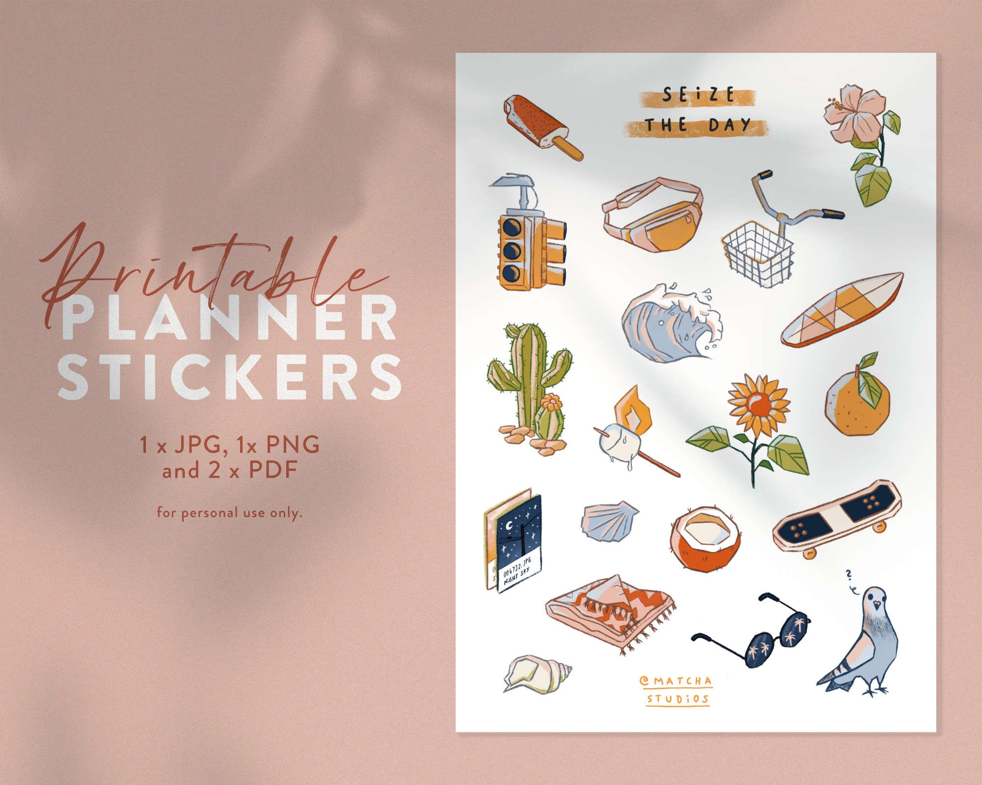 printable summer stickers planner stickers vsco stickers etsy australia
