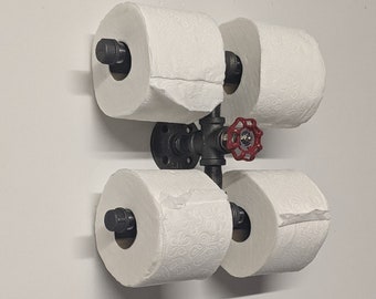 Toilet Paper holder, Industrial pipe Toilet Paper Holder, Bathroom Storage, Steampunk Toilet Paper Holder 4 TP Holder