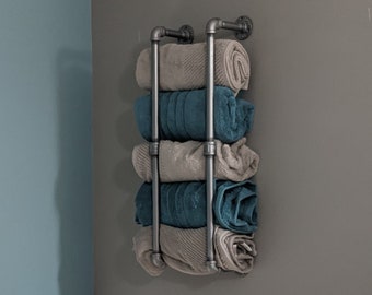 Industrial Pipe Wall Mounted Towel Holder-Steampunk Towel Holder-Farmhouse Wall Mounted Towel Holder