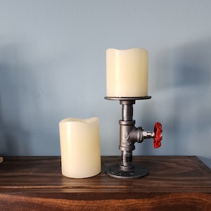 Industrial Pipe Candle Holders | Steampunk Industrial Modern | Rustic | Steel Pipe | Pipe Decor