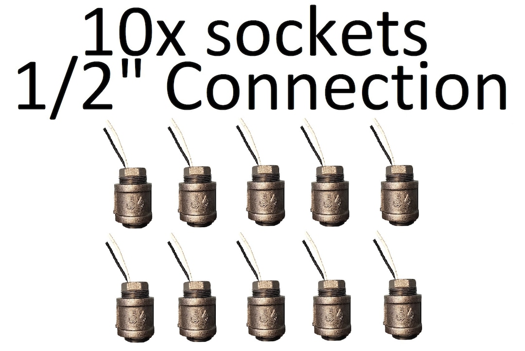 10 Industrial Pipe Lamp Socket 11/4 X 1/2 120 250 Volt Steampunk