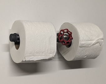 Industrial Pipe Toilet Paper Holder, Bathroom Storage, Steampunk Toilet Paper Holder Double TP Holder