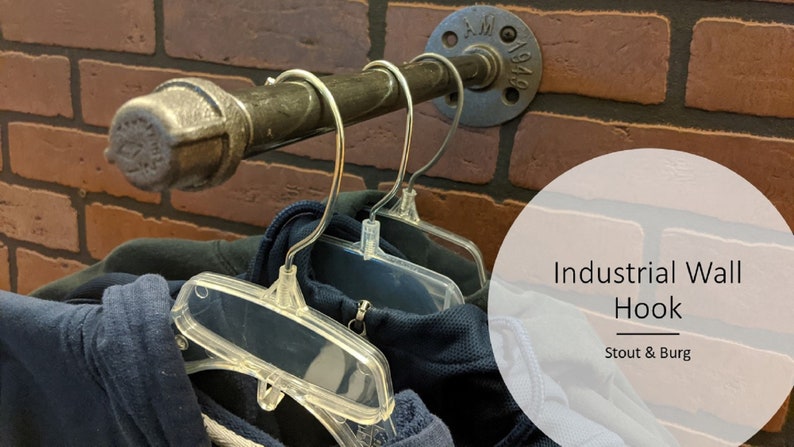 Laundry Room Hanger Pipe 34 |Coat Hook Metal Clothing Hook Industrial Pipe Wall Hook Clothes Rack