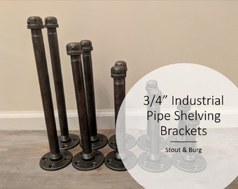 Industrial Decor Industrial Pipe Shelves industrial Pipe shelf brackets 3/4" diameter set of 2