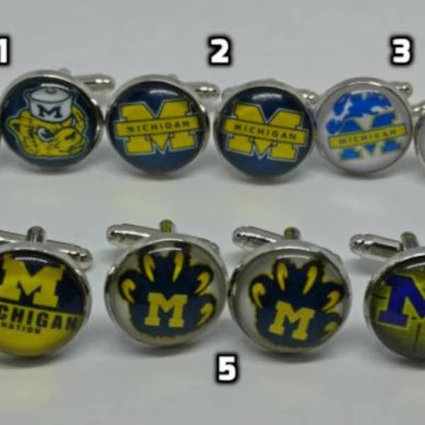 University of Michigan Cufflinks, Cufflink, Cuff link, Wedding, Michigan Jewelry, Mens jewelry, Michigan Football, gift for him, homemade