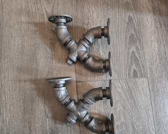 Industrial Pipe Shelf | Steampunk Shelf | Plumbing Shelf | Y Bracket