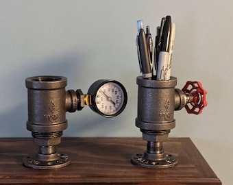 Industrial pipe pen holder | Steampunk Pencil holder | Industrial Office Decor