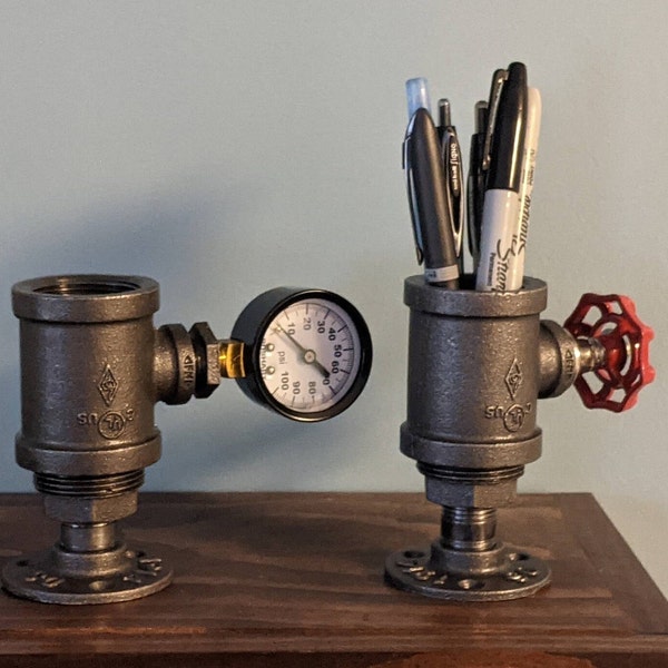 Industrial pipe pen holder | Steampunk Pencil holder | Industrial Office Decor