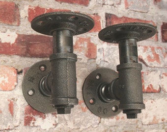 Industrial Decor Industrial Pipe Shelves industrial Pipe shelf brackets L Brackets