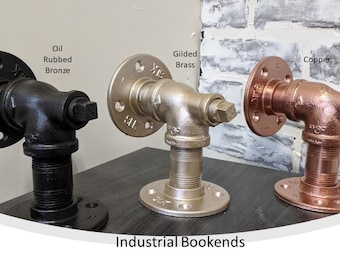 Bookends | Industrial Pipe Book Ends | Rustic Decor | Industrial Pipe Decor |