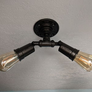 Adjustable Industrial Style Wall sconce Light fixture, Wired Ceiling Light, Vanity Light. 2 Lamp Holders