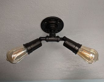 Industrial Style Wall sconce Light fixture, Wired Ceiling Light, Vanity Light. 2 Lamp Holders