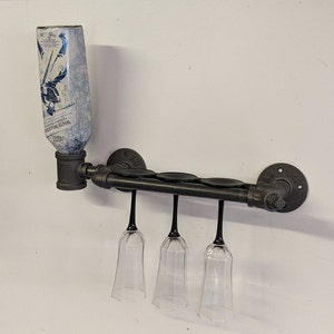 Industrial Pipe wine rack, Pipe glass holder, wall mounted, steampunk