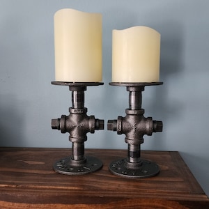 Candelabros de tubos industriales / Steampunk Industrial Modern / Rústico / Tubo de acero / Decoración de tubos