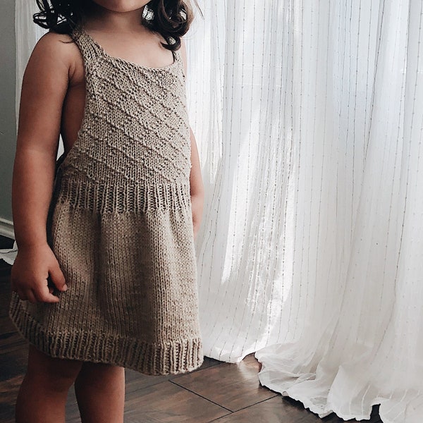 The Diamond Dress Knitting Pattern for Baby, Toddler girls