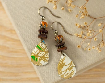 Earthy Boho Style Teardrop Earrings, Unique Boho Jewelry