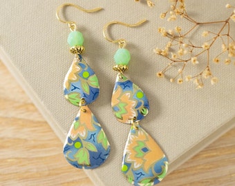 Colorful Flower Earrings, Teardrop Earrings, Spring Earrings, Mother's Day Gift
