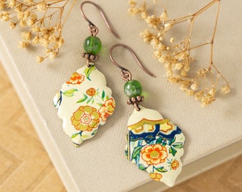 Colorful Boho Floral Tin Dangle Earrings