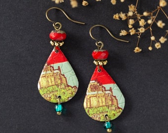 Colorful Boho Teardrop Dangle Drop Earrings