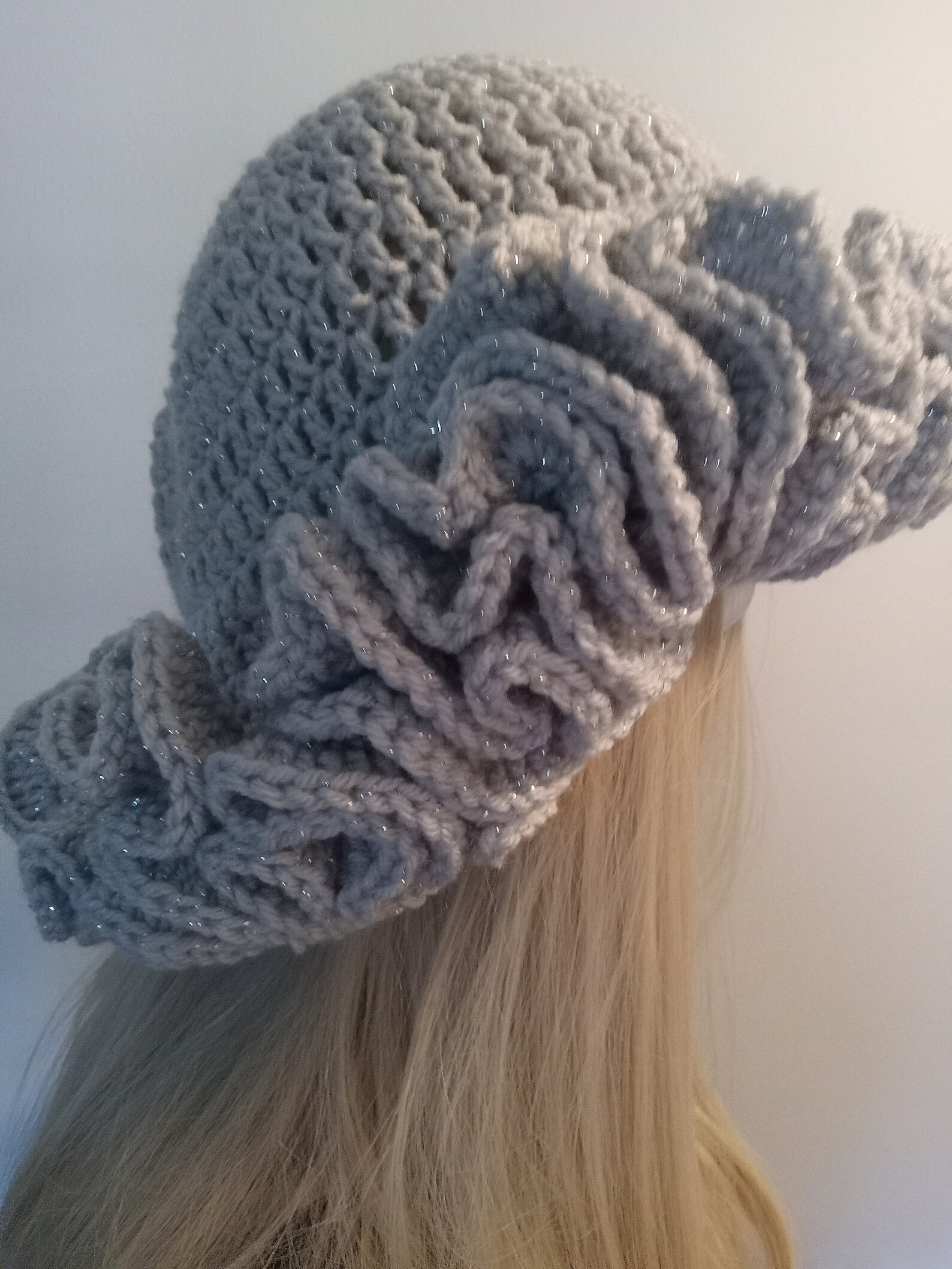 Crocheted Big Ruffle Hat - Etsy