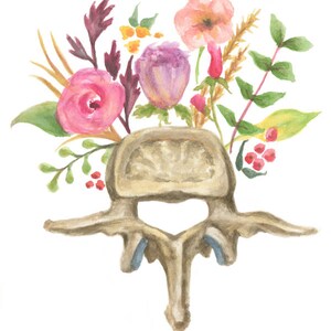 Floral vertebra orthopedic watercolor painting reproduction giclee print anatomy anatomical spinal flowers biology art medical student image 2