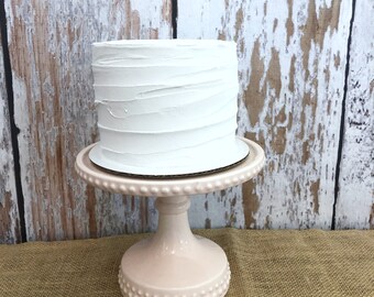 Fake cake for display or photographers photo prop white and gold styrofoam 6 dummy cake pink