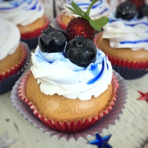 Fake Cupcakes, Patriotic Decor, 4th of July Decor, Fake Food, Tiered Tray Decor, Photo Prop, Kitchen Decor, Food Prop