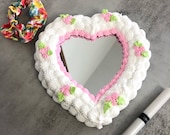 White & Pink Cake Mirror, Heart Mirror Cake,