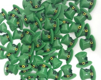 5 Leprechaun Hat Cabochons, St Patrick's Craft Supplies