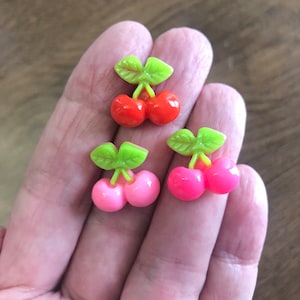 Small Cherry Cabochon Flat Back Resin, Kawaii Cabochon, Cherry Slime Charms, Fake Cherries,  Fake Bake Supplies