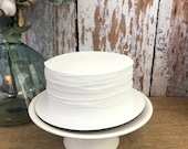 White Fake Cake 8 Inch Round with Ridged Icing Fake Food Prop Faux Cake Dummy Photo Prop Cake Display Buffet Decor