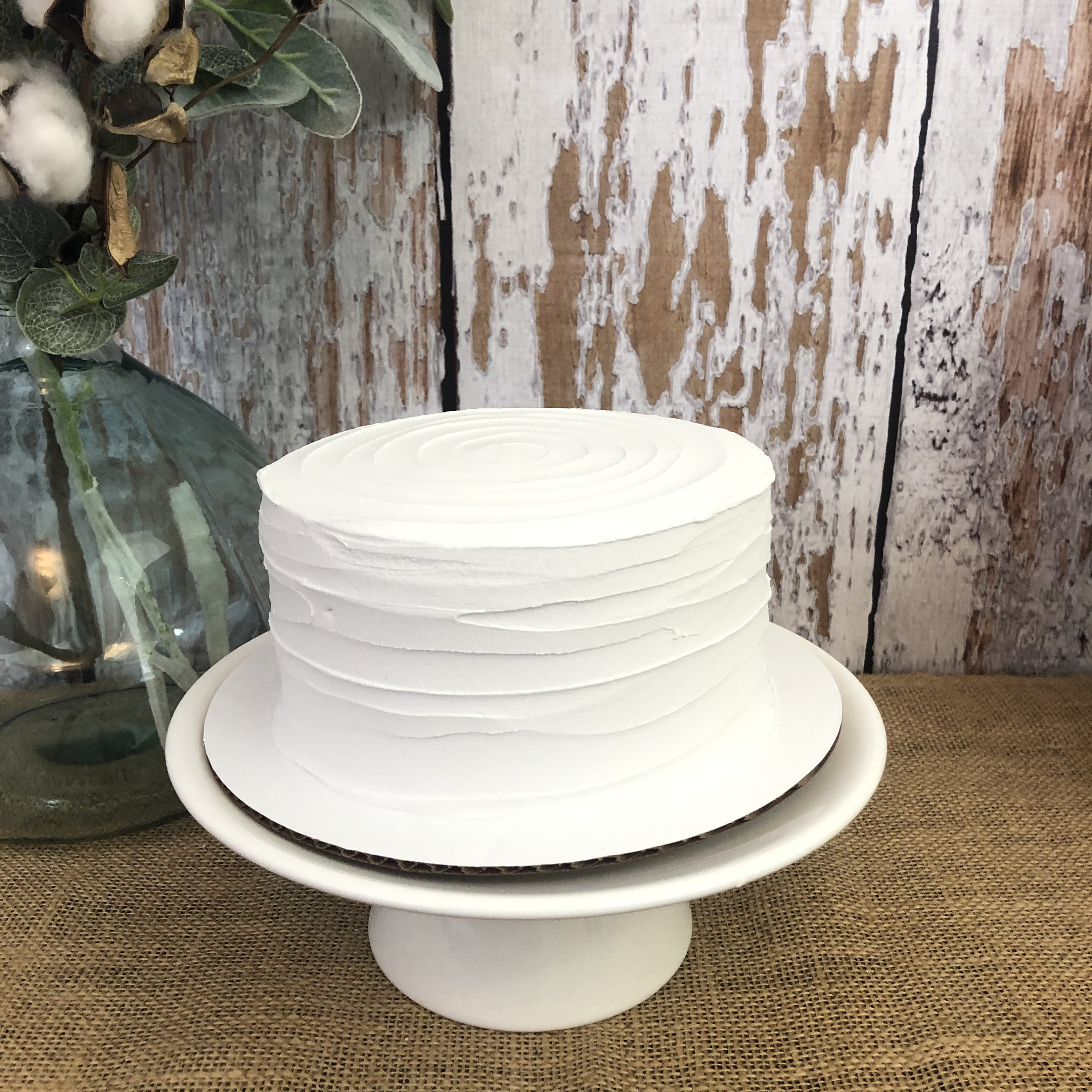 White Fake Cake 8 Inch Round with Ridged Icing Fake Food Prop Faux Cake Dummy Photo Prop Cake Display Buffet Decor