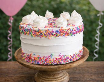 Birthday Fake Cake Fake Food 8 Inch Round Faux Cake Cake Display Food Photo Prop Kitchen Decor Cake Dummy