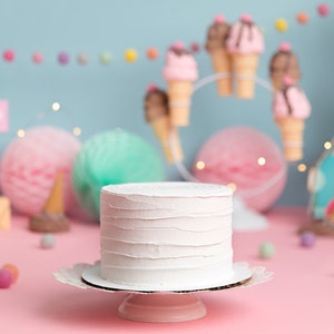 Fake White Cake, 5 Inch Cake Display, Photography Food Prop, Artificial Photo Decor, Small Smash Cake