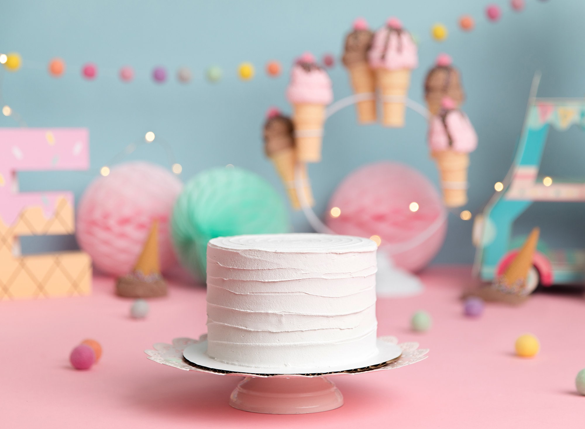 Fake White Cake, 5 Inch Cake Display, Photography Food Prop, Artificial Photo Decor, Small Smash Cake