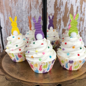 Fake Easter Cupcakes, Fake Food Prop, Faux Bunny Cupcakes, Easter Decor, Photo Prop, Tiered Tray Decor, Kitchen Prop