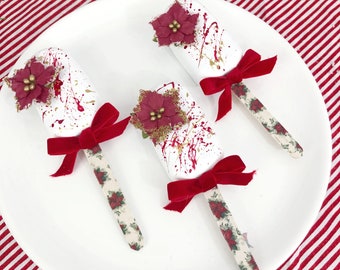 Christmas Tiered Tray Decor, Fake Cake Pops, Pointsettia Decor, Fake Food, Photo Prop