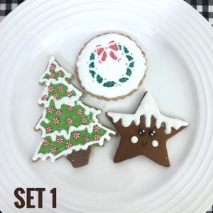 Fake Christmas Cookies, SET 1 of 3 Frosted Sugar Cookie,  Fake Food, ChristmasTiered Stand Decor, Faux Cookies, Photo Prop