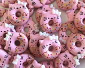 Kawaii Animal Cat Donut Flat Back Cabochons, Scrapbooking Jewelry Making Craft Fake Bake Supplies