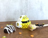 Bumble Bee Tiered Tray Decor, Faux Honey DipperFaux Cakes, Fake Bake, Spring Decor, Photo Prop, Faux Food or Kitchen Prop