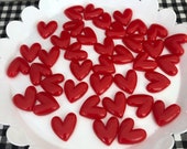 5 Red Flat-Back Heart Cabs, Heart Cabochon, Valentines Cabochon